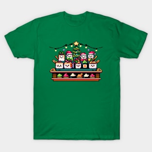 Retro Gaming Christmas Sushi - Vibrant Pixel Art for Holidays T-Shirt